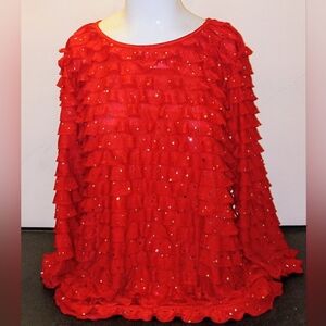 Women's Red Sparkle Top